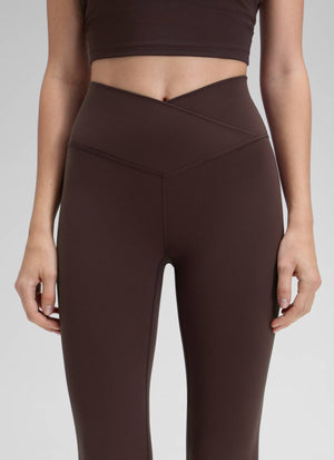 Flared Leggings with Crossover Waist - Butterluxe, 31 Inch Tall Hot Fudge Brown - view 5