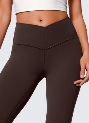 Flared Leggings with Crossover Waist - Butterluxe, 29 Inch Hot Fudge Brown - view 3