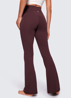 Flared Leggings with Crossover Waist - Butterluxe, 29 Inch Ripe Plum - view 2