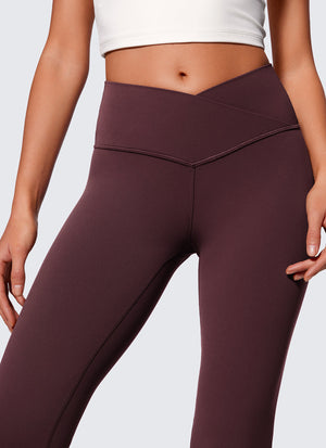 Flared Leggings with Crossover Waist - Butterluxe, 29 Inch Ripe Plum - view 3