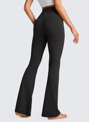 Flared Leggings with Crossover Waist - Butterluxe, 33 Inch Black - view 2