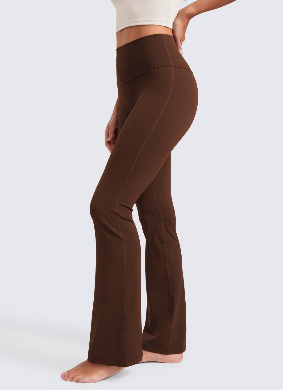 High Rise Pocketed Leggings - Butterluxe Fabric, 32 Inch Tall Lava Brown - view 1