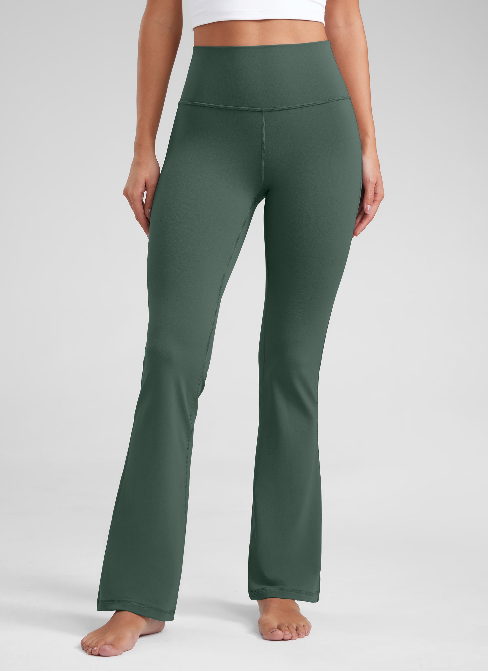 High Rise Pocketed Leggings - Butterluxe Fabric, 32 Inch Tall Dark Forest Green - view 1