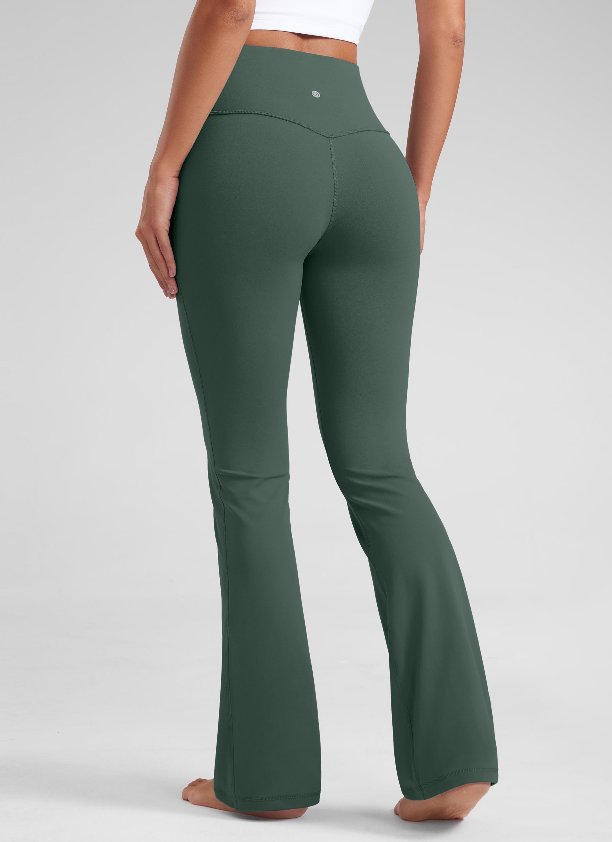 High Rise Pocketed Leggings - Butterluxe Fabric, 32 Inch Tall Dark Forest Green - view 2