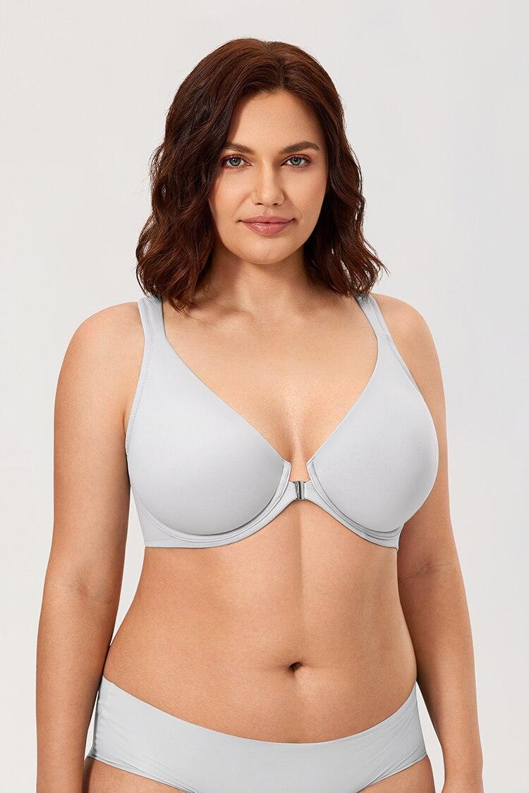 Back view highlighting smooth band and strap adjusters on full cup support bra - MissFine