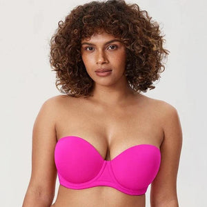 Side angle of seamless strapless bra showing underwire support and full coverage - MissFine