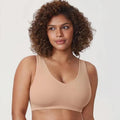 Front view of seamless full cup non wired bra top in nude - MissFine
