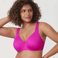 Front view of fuchsia full cup cotton bra with smooth seamless cups and wide underband - MissFine