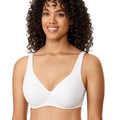Front view of cotton white full cup underwired plus size bra with smooth moulded cups - MissFine