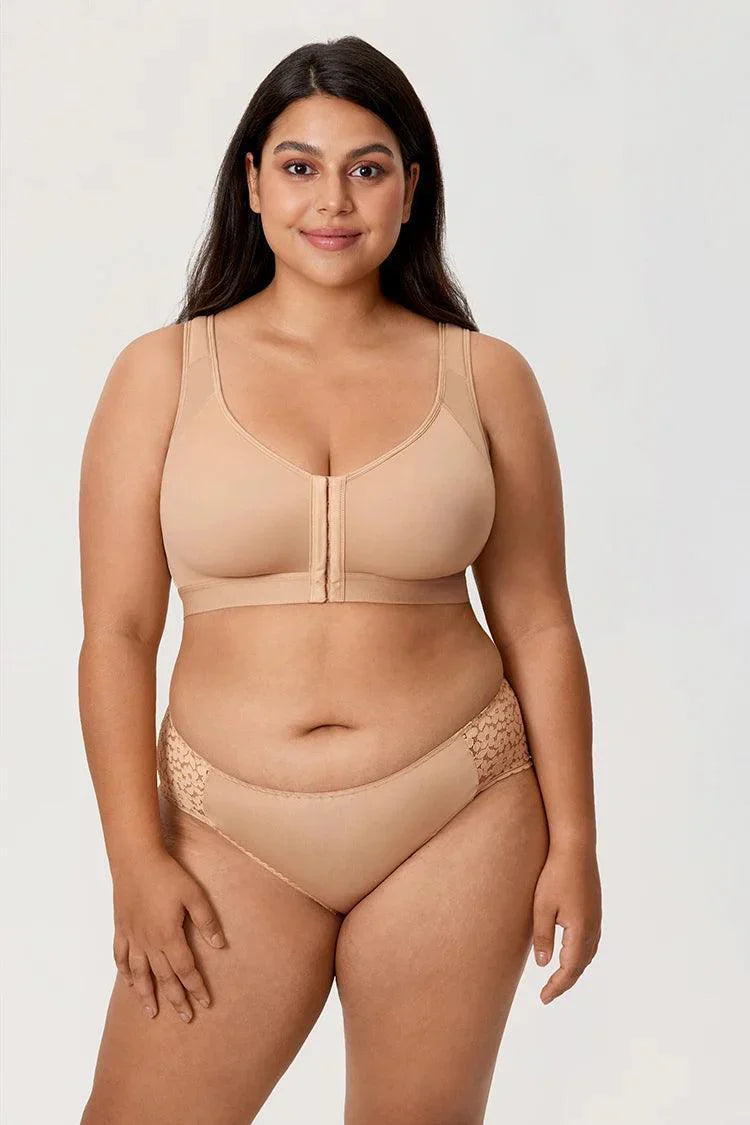 Side angle of posture support bra with wide straps and smooth seamless cup shaping - MissFine