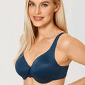 Front view of royal blue full cup minimiser bra with seamless moulded cups and underwire - MissFine
