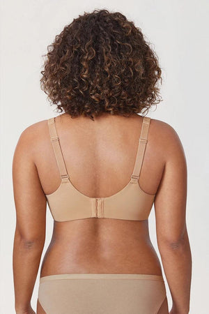 Close-up of seamless t shirt bra cups highlighting smooth molded surface and plunge center - MissFine