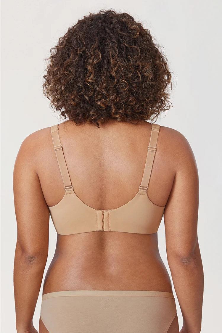 Close-up of seamless t shirt bra cups highlighting smooth molded surface and plunge center - MissFine