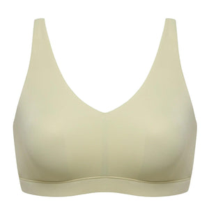 Side angle of seamless black full cup bra showing smooth moulded cups and soft underband - MissFine