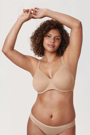 Back view of navy minimiser bra with wide band and multi-row hook-and-eye back closure - MissFine