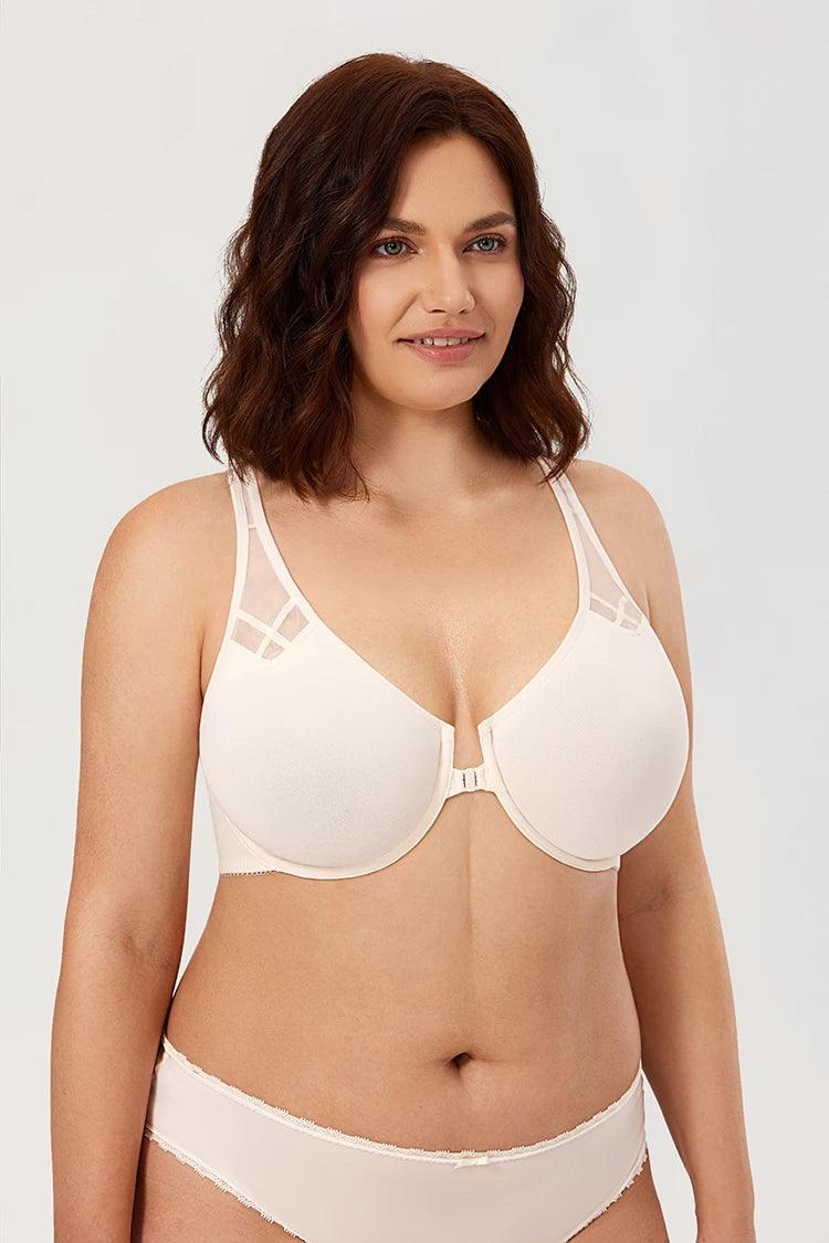 Close-up of leopard mesh panel near straps and centre front closure detail - MissFine