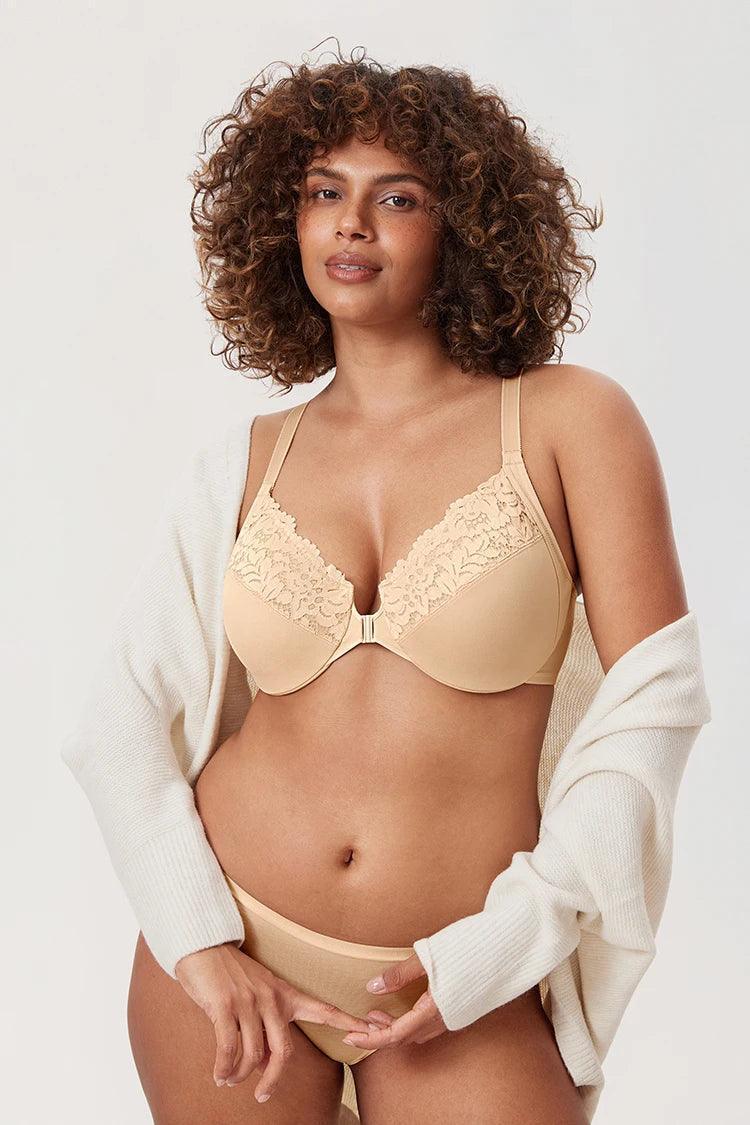 Side angle of padded cotton full cup bra highlighting underwire support and coverage - MissFine