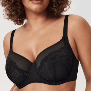 Side angle of hot pink lace underwired bra showing adjustable straps and smooth cup shape - MissFine