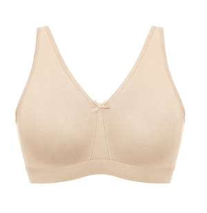 Close-up of ribbed cotton-blend fabric and wide underband for gentle support - MissFine