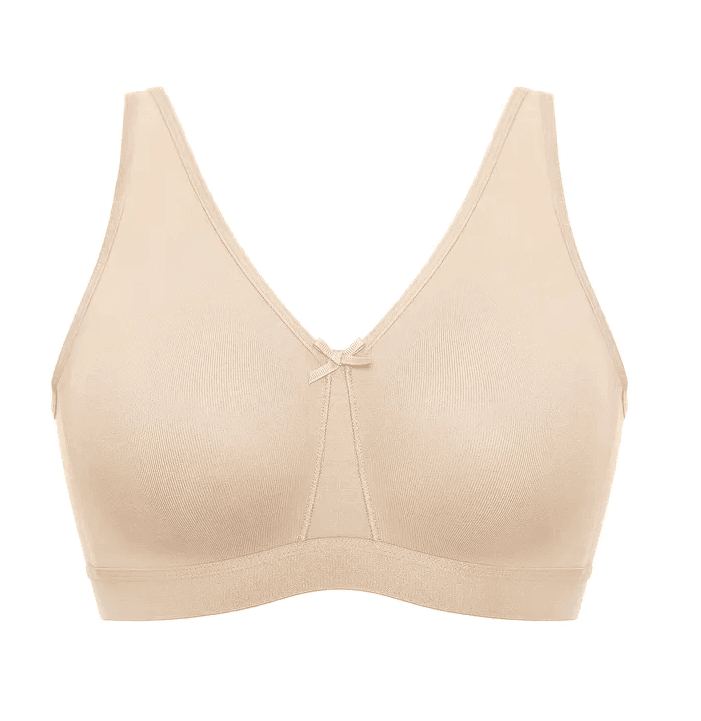 Close-up of ribbed cotton-blend fabric and wide underband for gentle support - MissFine