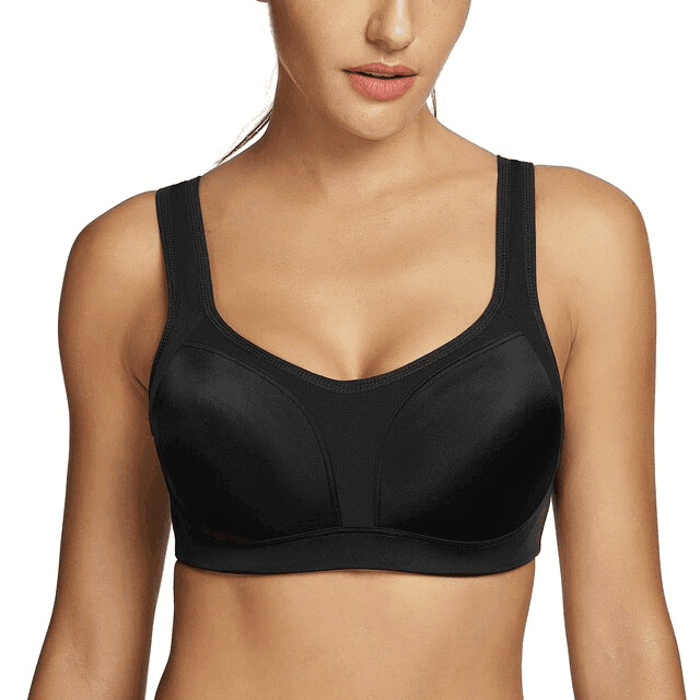 Back view of mauve sports bra with hook-and-eye back closure - MissFine
