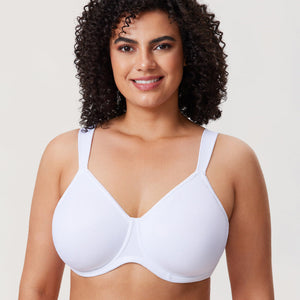 Front view of black full cup minimiser bra with smooth seamless cups - MissFine