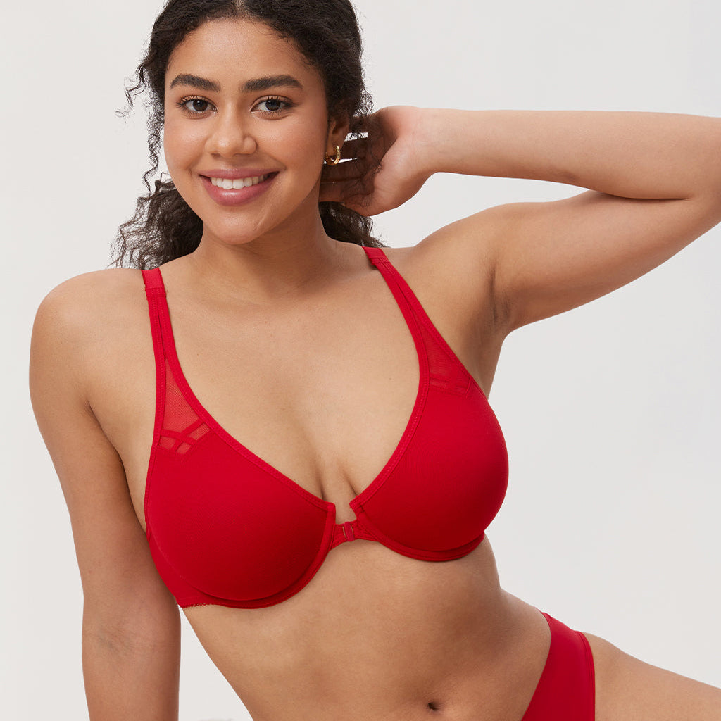 Front Closure Plus-Size T-Shirt Bra for Smooth Everyday Support