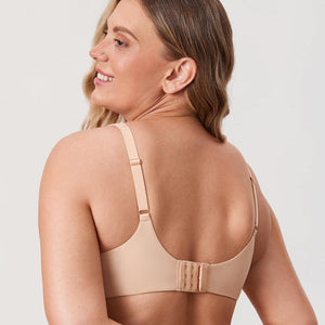 Front view of black plus size bra showing seamless molded cups and supportive underwire construction - MissFine