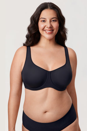 Close-up of brown bra in the seamless underwired bras style with smooth t-shirt cup - MissFine