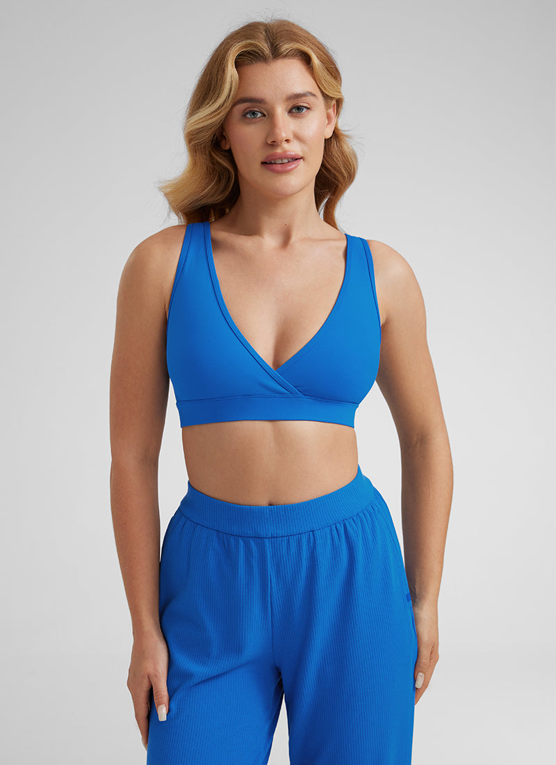 Non Wired Sports Bra - Nursing Friendly, Wireless - Blue