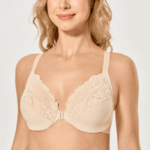 Back view of nude bra highlighting back closure and simple strap design - MissFine