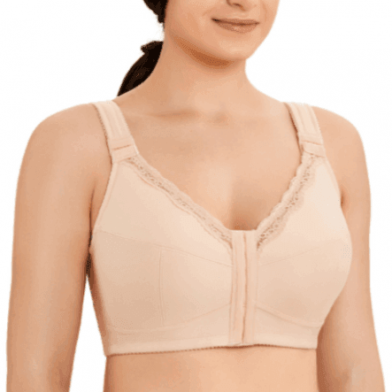 Back view highlighting wide support panel and smoothing design on nude bra - MissFine