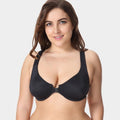 Front view of black full cup plus size bra with molded cups and front closure - MissFine