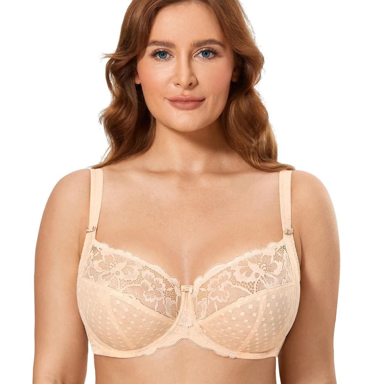 Back view of bra highlighting hook-and-eye back closure and strap placement - MissFine