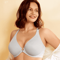 Front view of padded full cup bra with seamless moulded cups and front clasp - MissFine