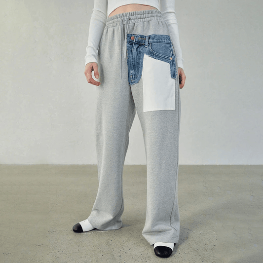 Fashionable trousers combined with jeans for a cool feminine look