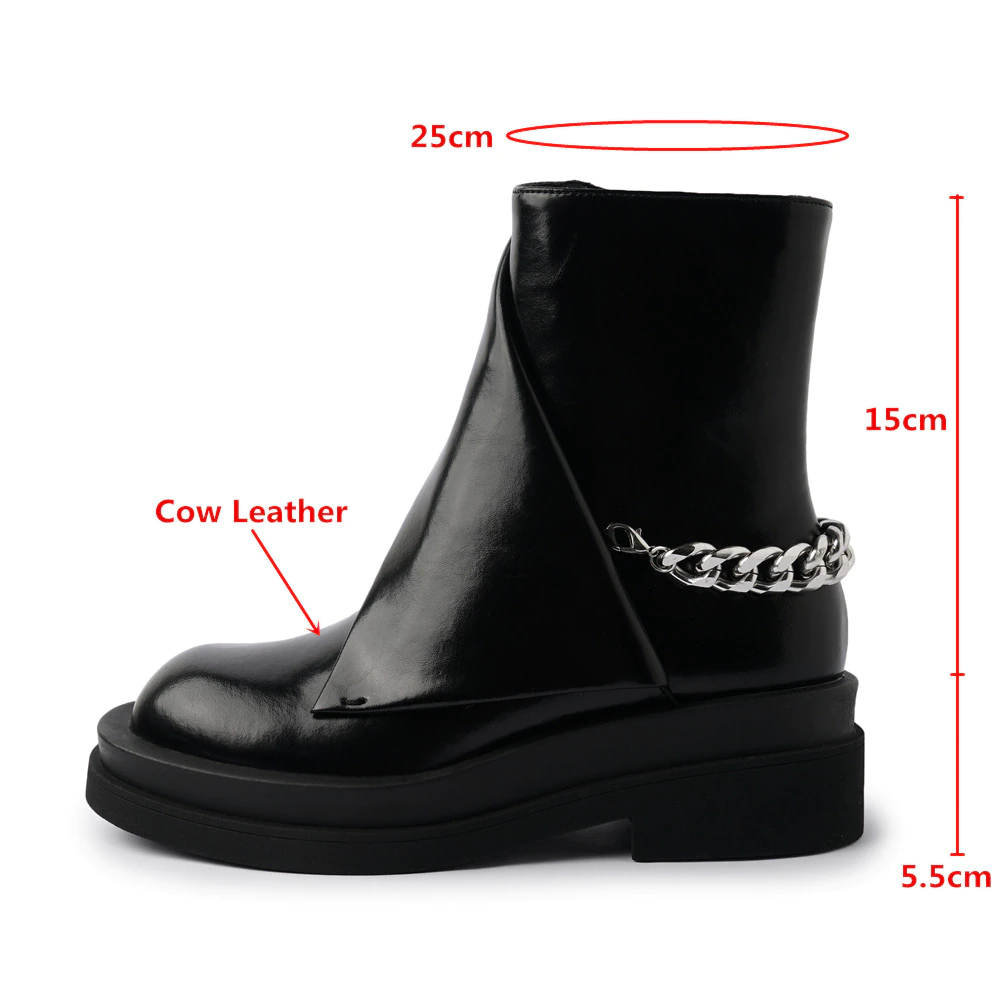 Premium leather boot with silver necklace for a powerful feminine look