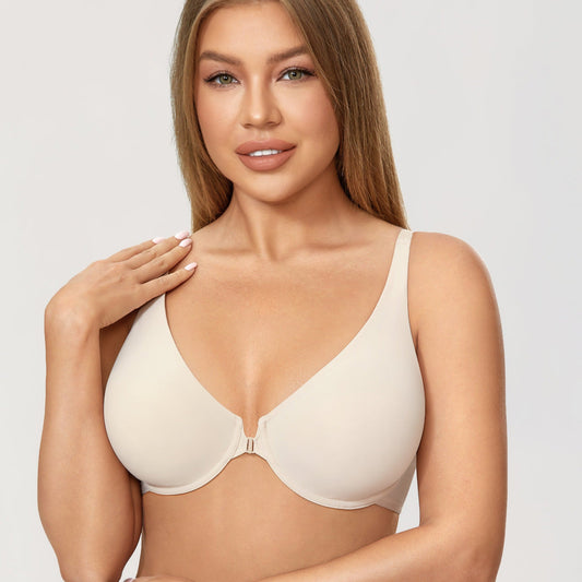 Stylish slimming bra with comfortable front closure for full coverage