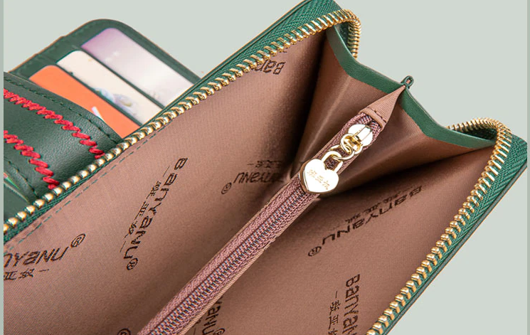 An original leather wallet with a convenient patented distribution of cells for a unique fashionable look