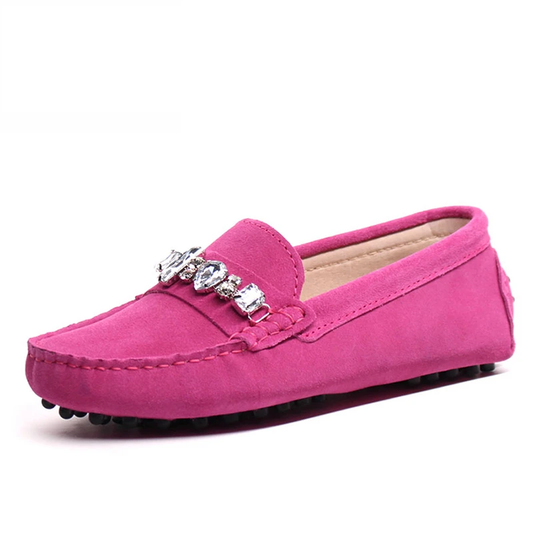 Leather moccasin from Spain in a zircon finish perfect for quality fashionable look